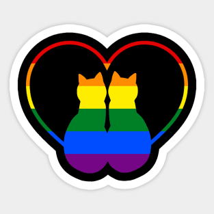 Couple Cat Love LGBT Pride Month Sticker